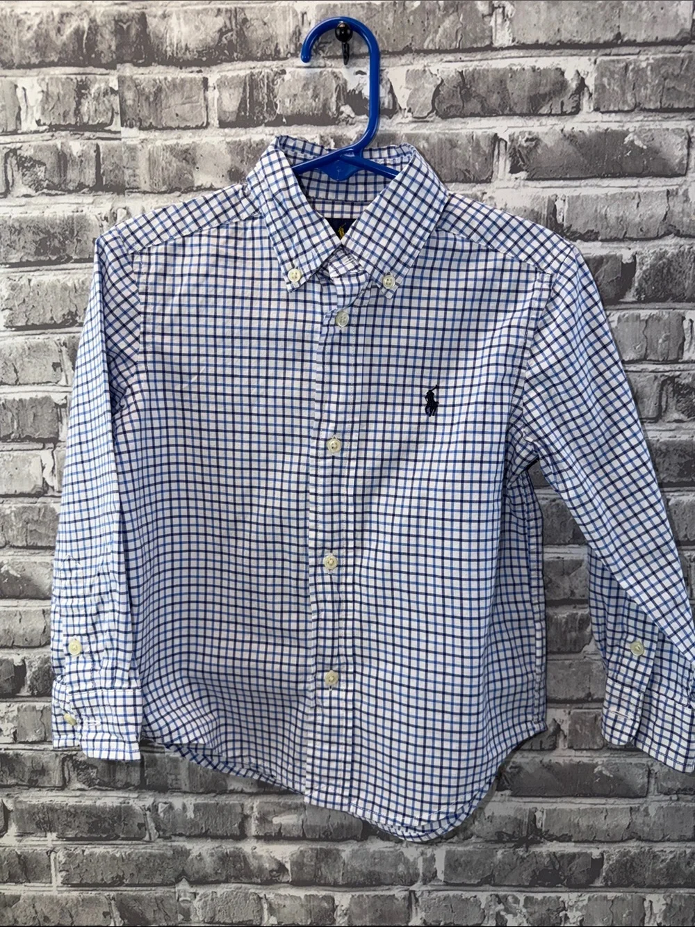 Ralph Lauren Boys' White & Blue Checked Button-Down Shirt